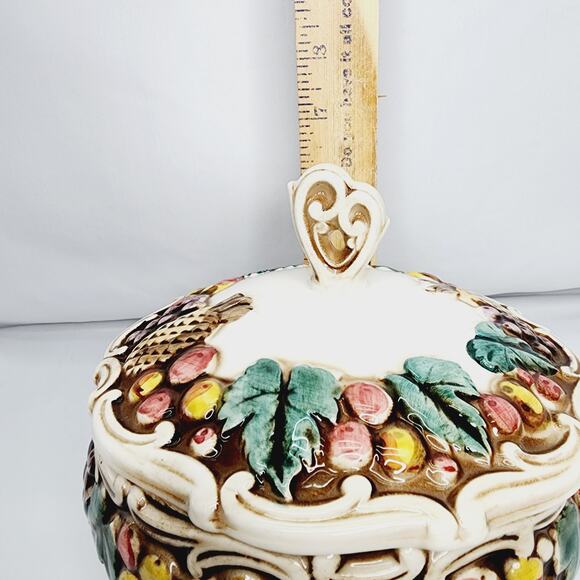 Vintage  Lefton 1958 Ceramic Della Robbia Robia Fruit Dish with Lid - Picture 8 of 15